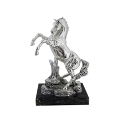 Escultura Caballo encabritado plata - Imagen 1