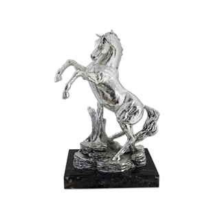 Escultura Caballo encabritado plata - Imagen 1